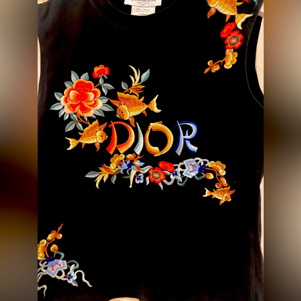Authentic vintage Christian Dior  black embroidered top